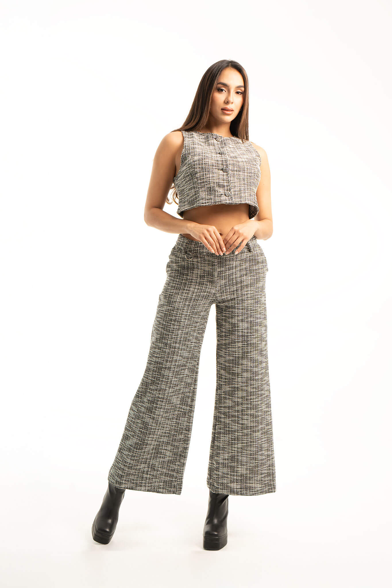 BH PANTALON WIDE LEG TWEED 6848