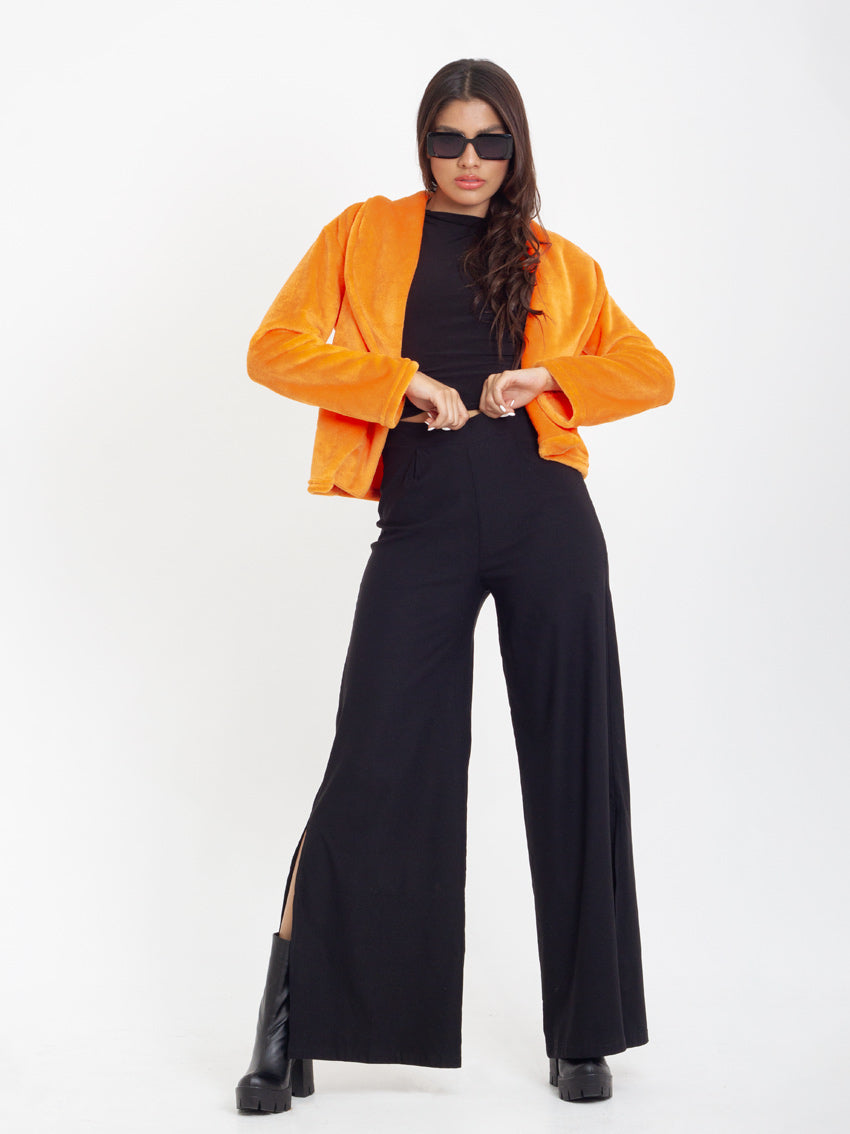 CHAQUETA EFECTO PELO MIMOSA NARANJA