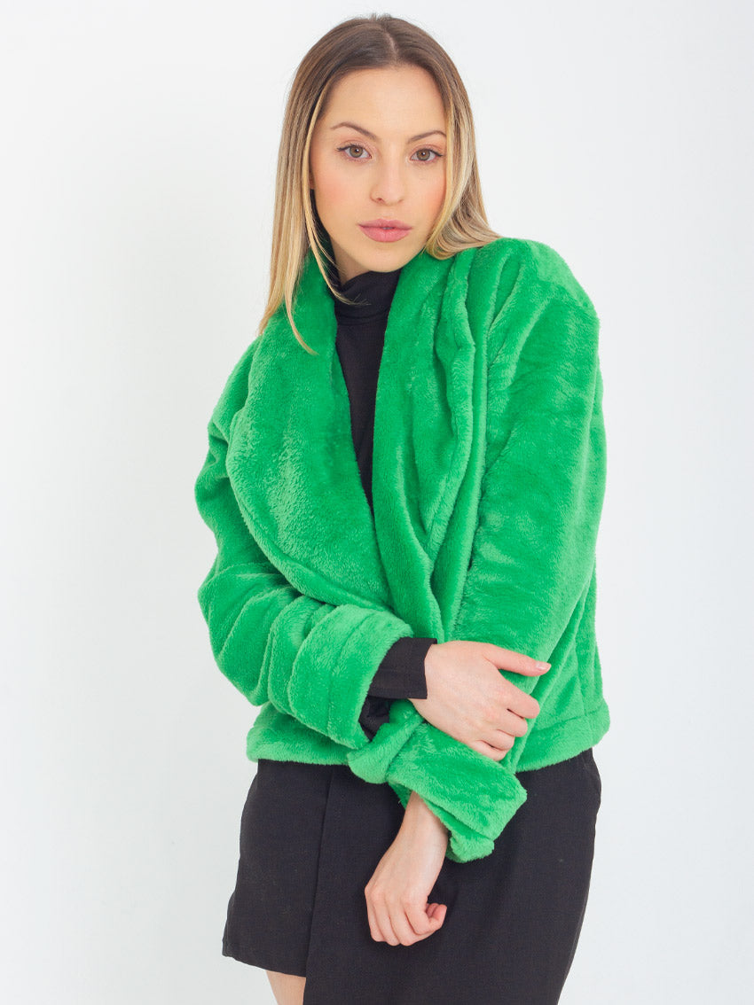 CHAQUETA EFECTO PELO MIMOSA NARANJA