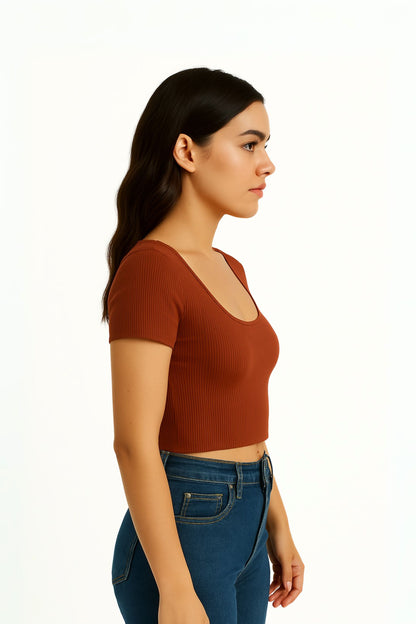 CROP TOP MANGA CORTA MUSSOLINI