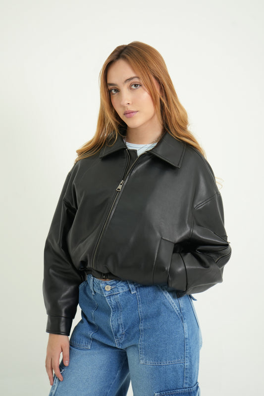 24 CHAQUETA BOMBER EFECTO PIEL DIMAS ONE