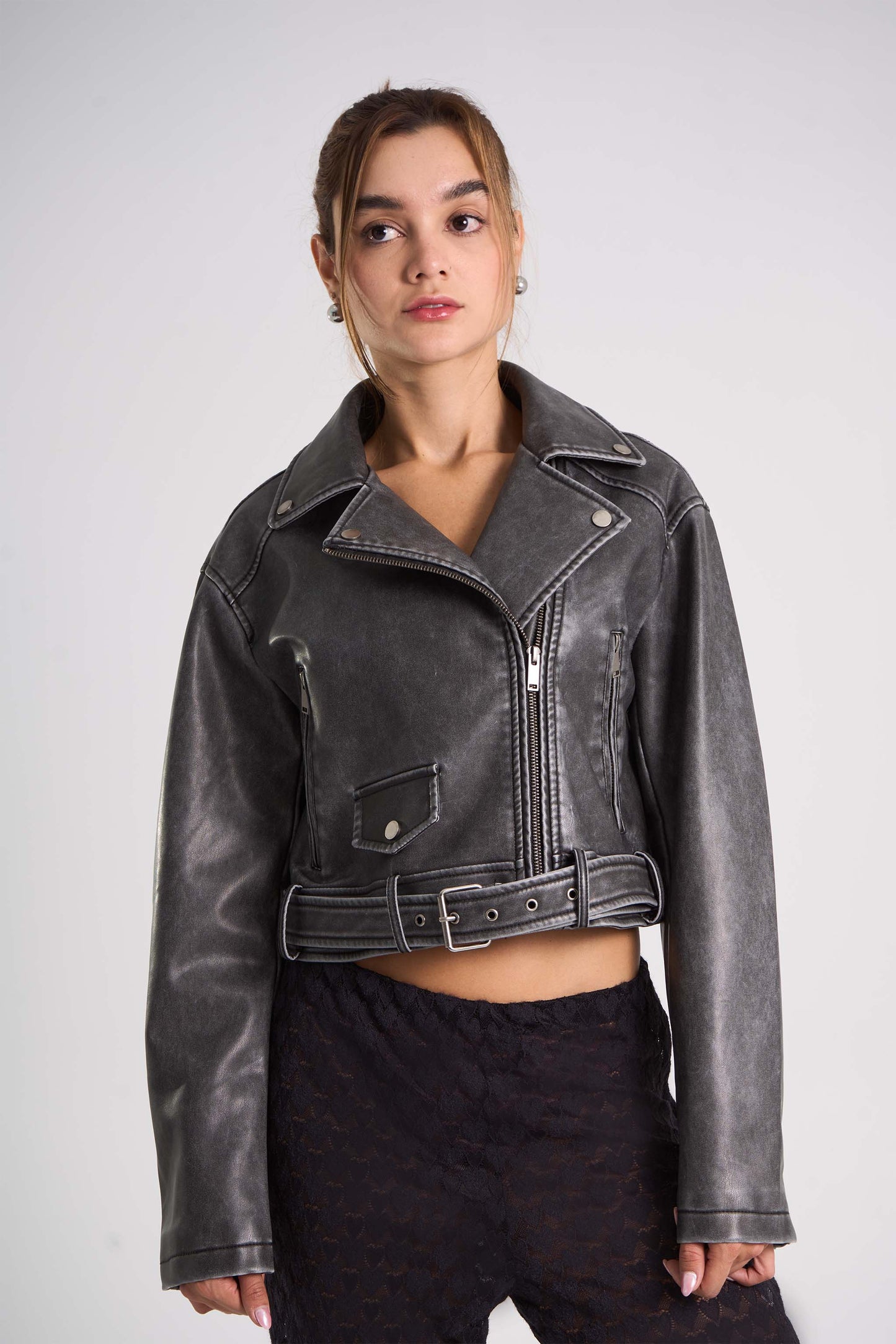 24 CHAQUETA BIKER EFECTO PIEL DESGASTADO