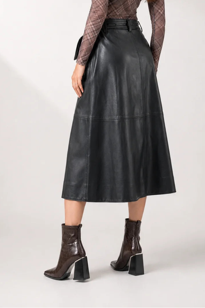 25 FALDA MIDI EFECTO PIEL 7988 ONE