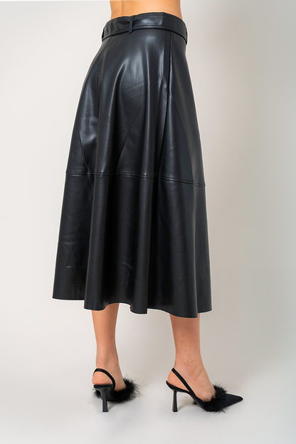 25 FALDA MIDI EFECTO PIEL 7988 ONE