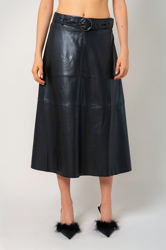 25 FALDA MIDI EFECTO PIEL 7988 ONE