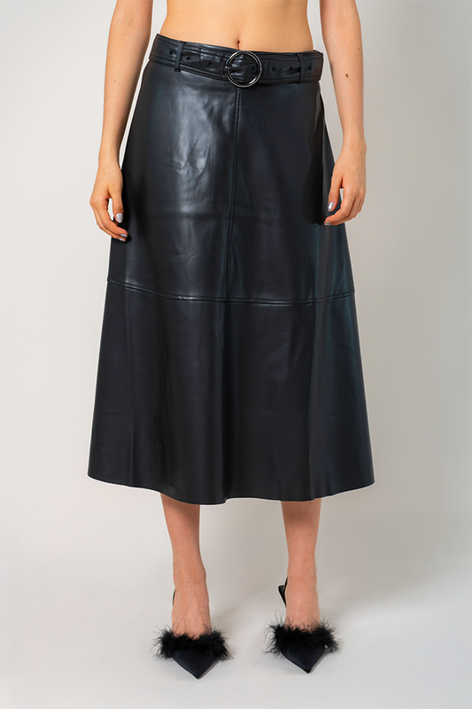 25 FALDA MIDI EFECTO PIEL 7988 ONE