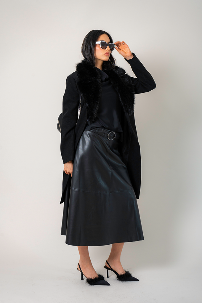 25 FALDA MIDI EFECTO PIEL 7988 ONE