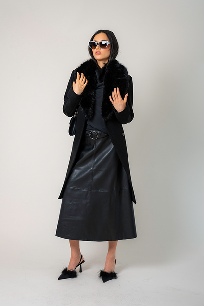 25 FALDA MIDI EFECTO PIEL 7988 ONE