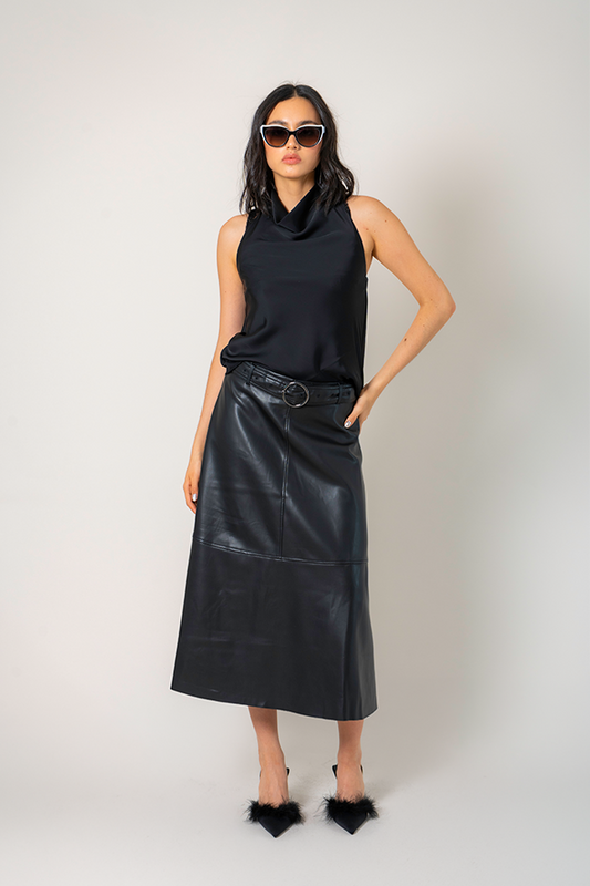 25 FALDA MIDI EFECTO PIEL 7988 ONE