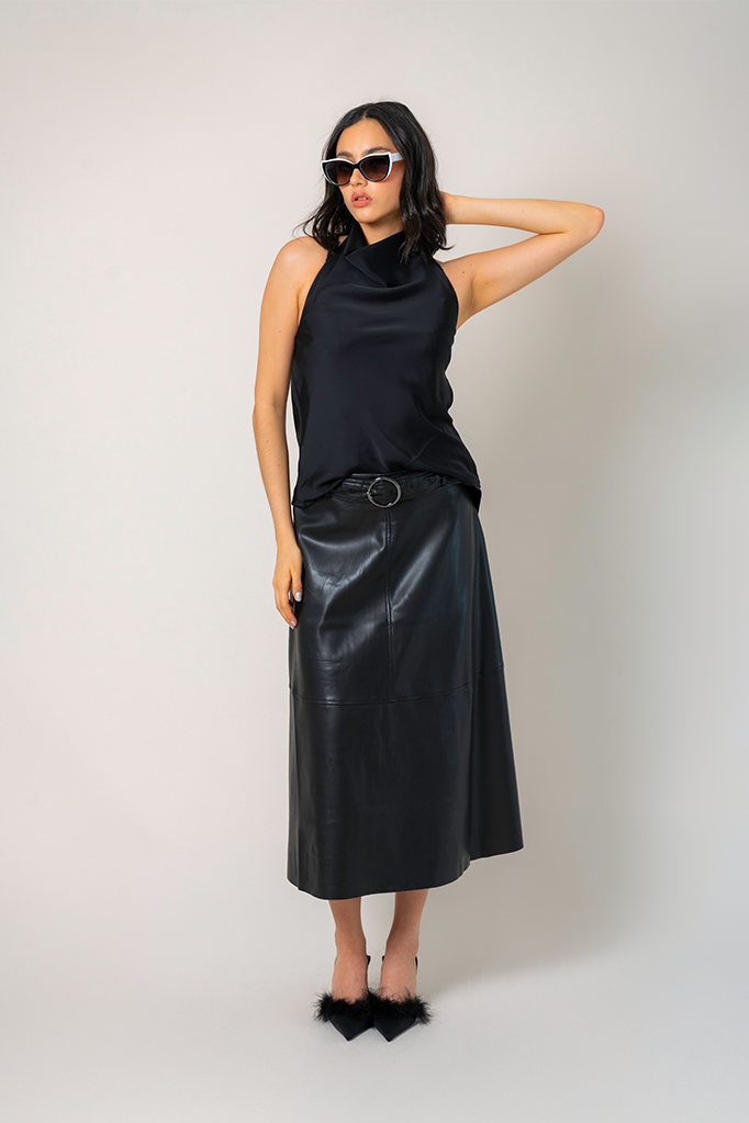 25 FALDA MIDI EFECTO PIEL 7988 ONE