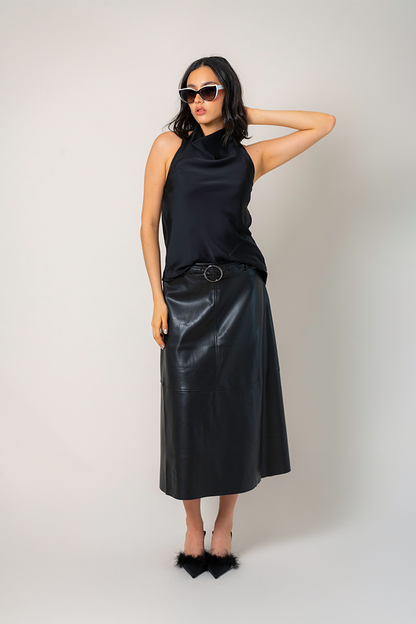 25 FALDA MIDI EFECTO PIEL 7988 ONE