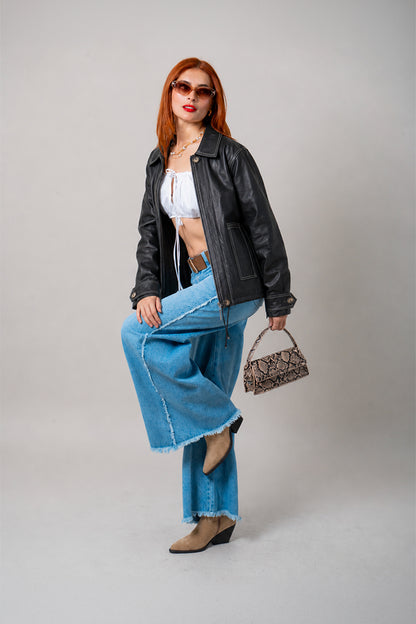 26 CHAQUETA CONTRASTE EFECTO PIEL 8762.