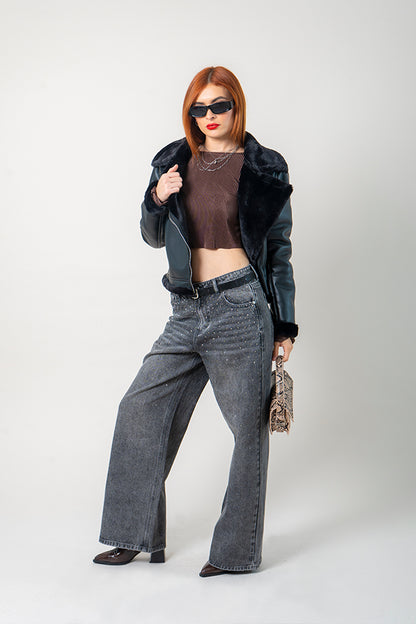 26 CHAQUETA EFECTO PIEL Y PELO 8935