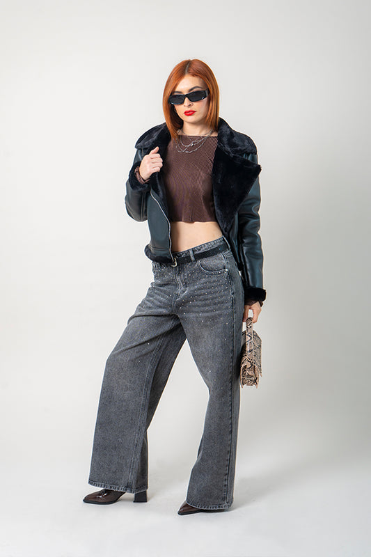 26 CHAQUETA EFECTO PIEL Y PELO 8935