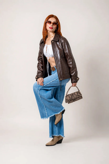 26 CHAQUETA CONTRASTE EFECTO PIEL 8762