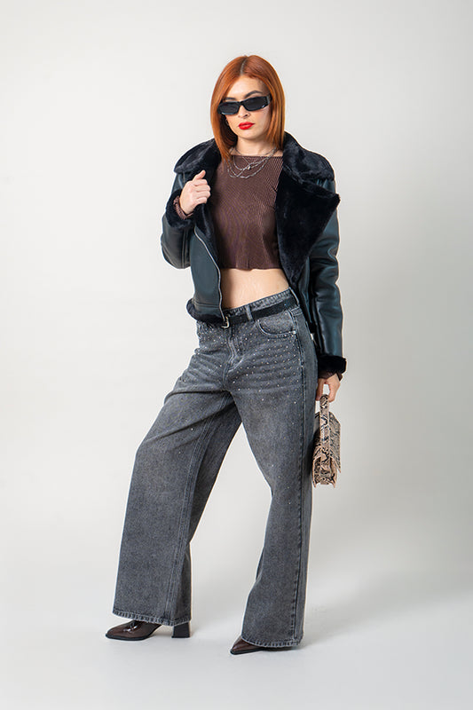 26 JEANS WIDE LEG BRILLOS 8946