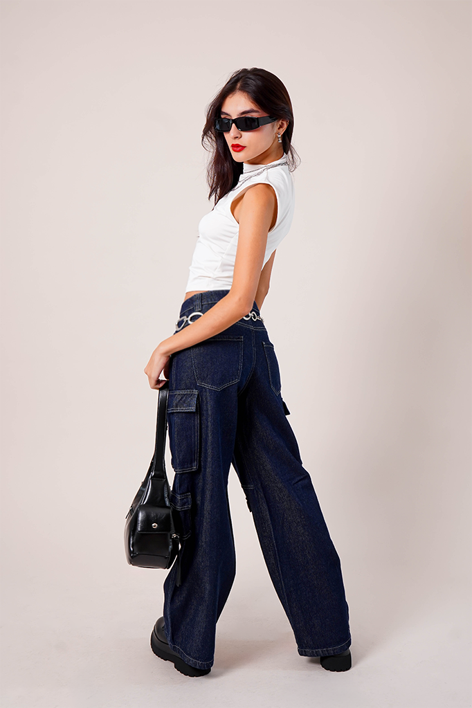 JEANS WIDE LEG CARGO R-M 8342.