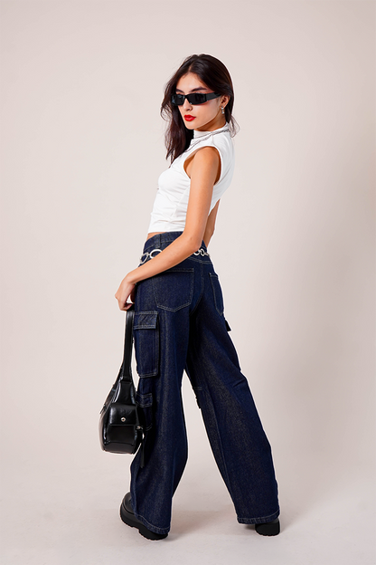 JEANS WIDE LEG CARGO R-M 8342.