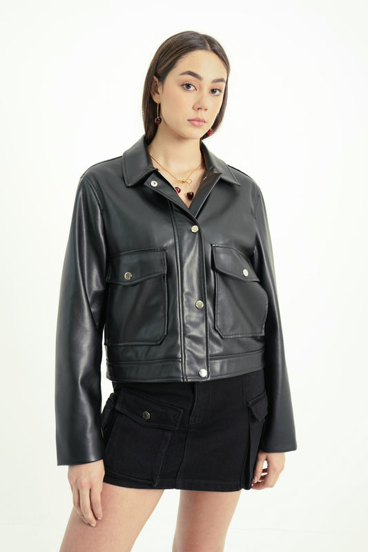 24 CHAQUETA CORTA EFECTO PIEL IRIEL