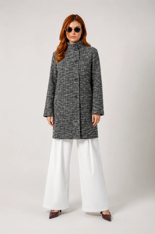 BH ABRIGO CUELLO ALTO TWEED 8849