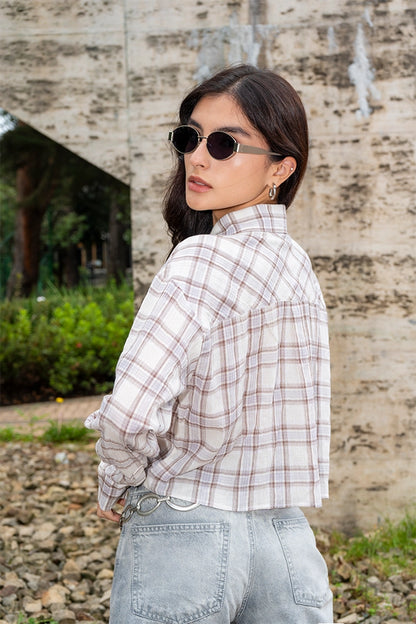 CAMISA CROPPED CUADROS R-C 8335.