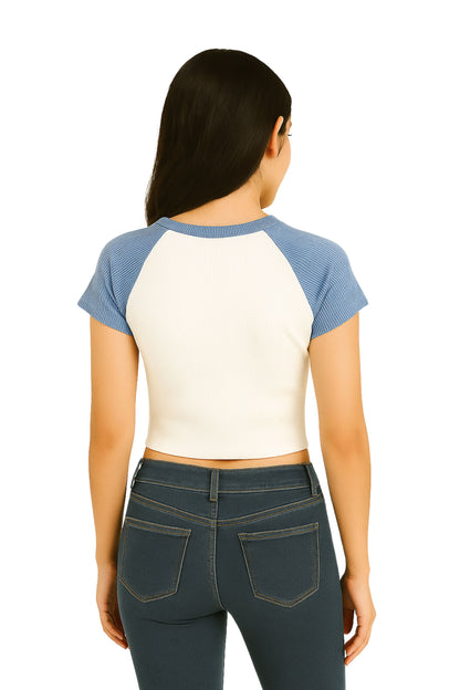 BH CAMISETA CROP RIB COMBINADA 6696