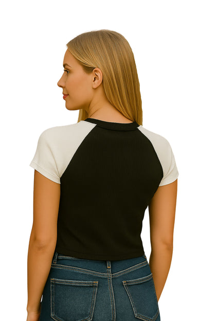 BH CAMISETA CROP RIB COMBINADA 6696