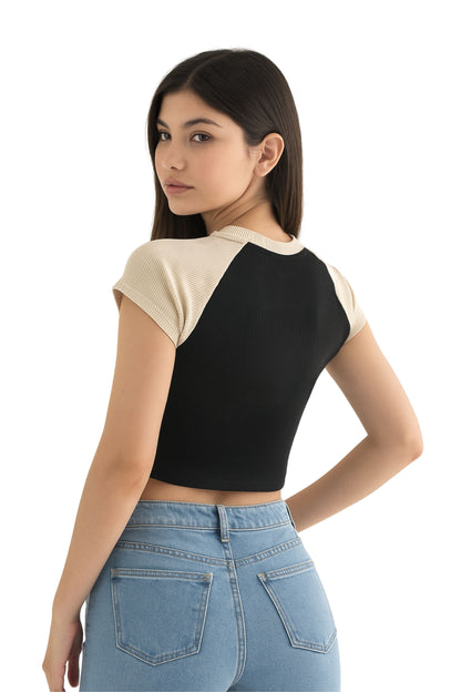 BH CAMISETA CROP RIB COMBINADA 6696