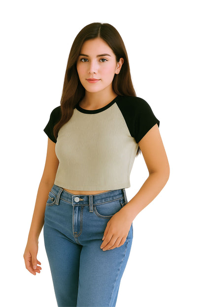 BH CAMISETA CROP RIB COMBINADA 6696