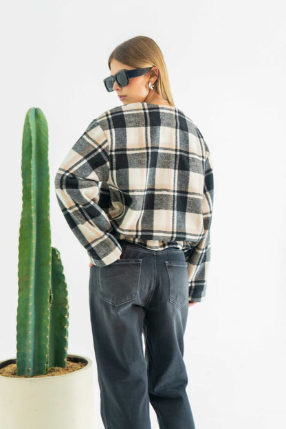 BH CHAQUETA BOMBER OVERSIZE CUADROS 8130