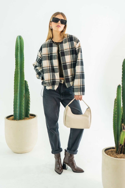 BH CHAQUETA BOMBER OVERSIZE CUADROS 8130