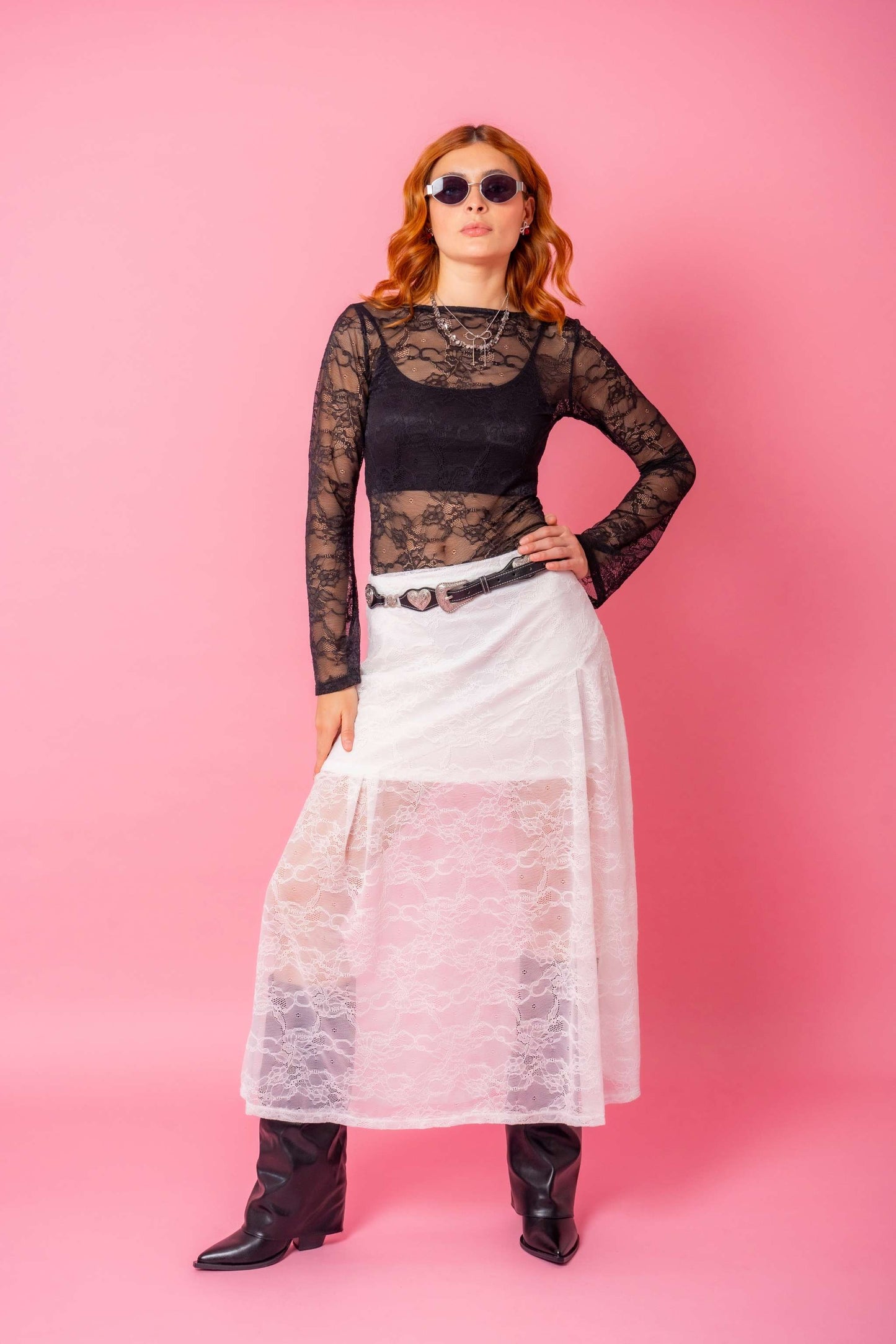 BH FALDA MIDI ENCAJE 8206