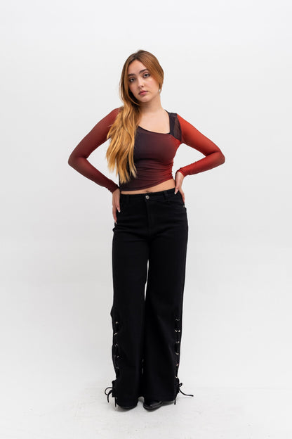 BH JEANS WIDE LEG LACE UP LOURDES 6704
