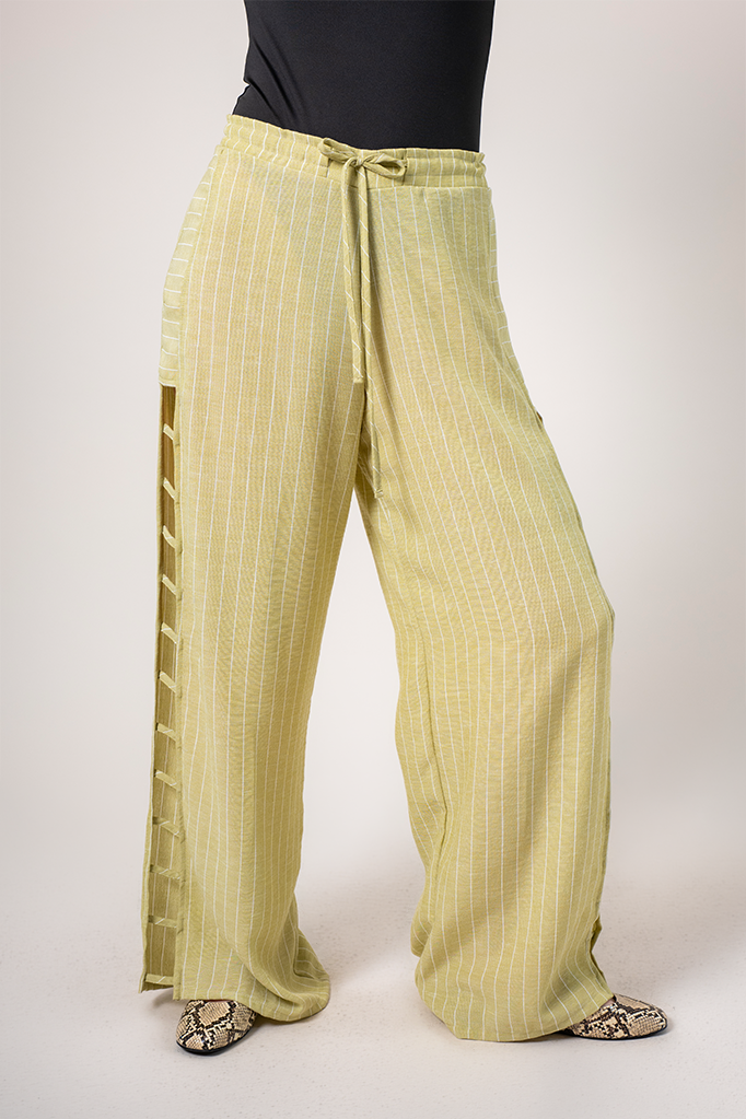 BH PANTALON FLUIDO RAYAS G-8516 VERDE.