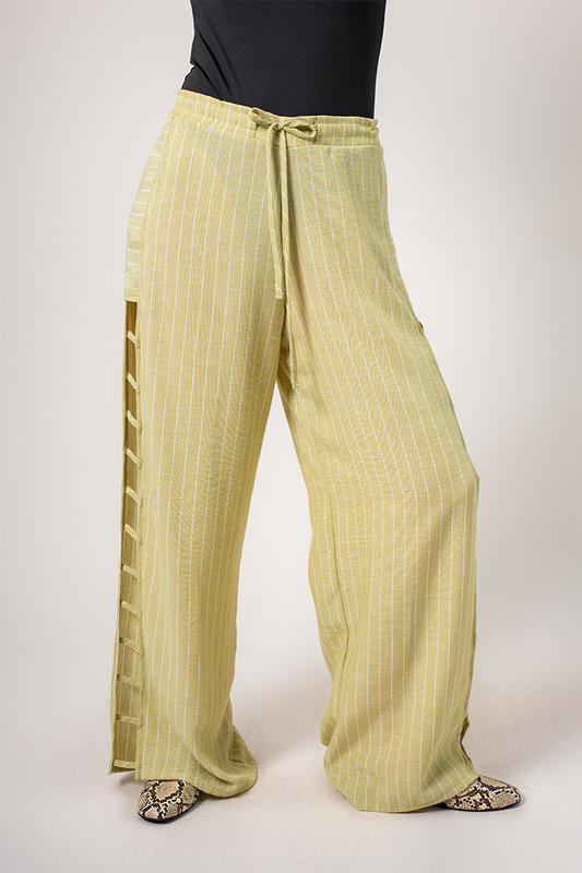 BH PANTALON FLUIDO RAYAS G-8516 VERDE.