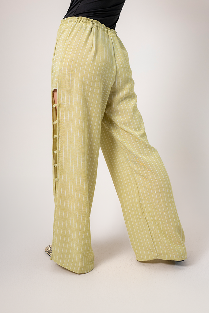 BH PANTALON FLUIDO RAYAS G-8516 VERDE.