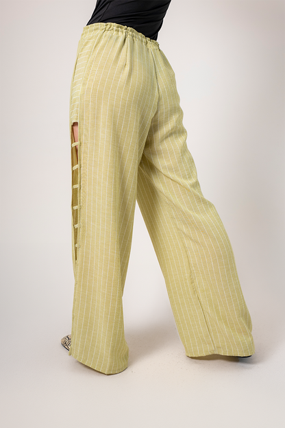 BH PANTALON FLUIDO RAYAS G-8516 VERDE.