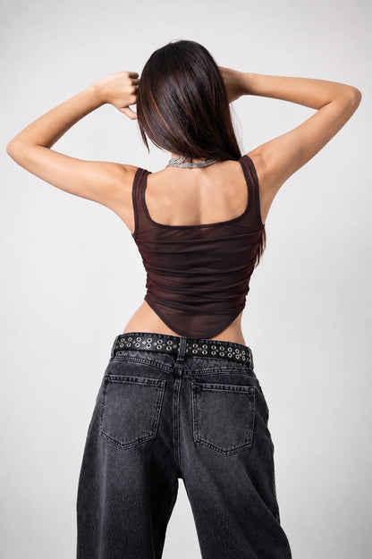 BH TOP ESCOTE DRAPEADO MESH 7424