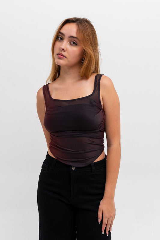 BH TOP ESCOTE DRAPEADO MESH 7424