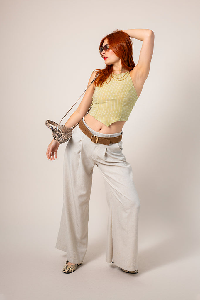 BH TOP HALTER RAYAS G-8257 VERDE.