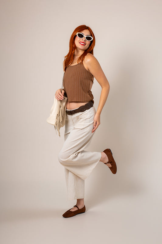 BH TOP HALTER RAYAS G-C 8218 MARRON.