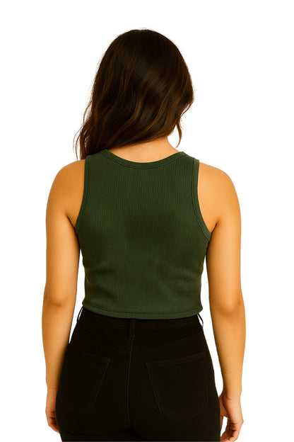 BH TOP CROP RIB MANGA SISA 6702