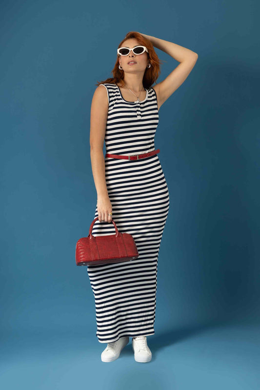 BH VESTIDO MIDI RIB RAYAS 8272