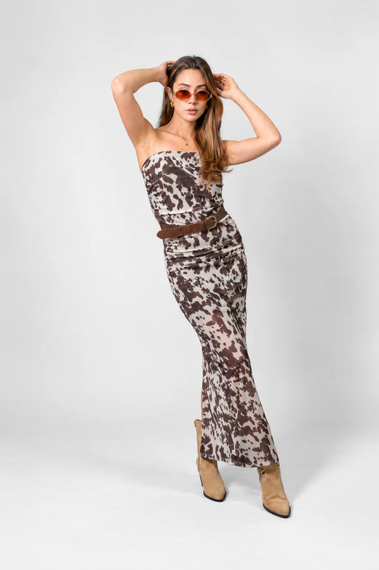 BH VESTIDO STRAPLE MESH COW 8150