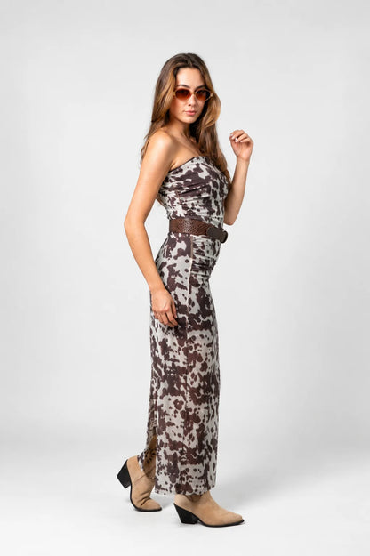 BH VESTIDO STRAPLE MESH COW 8150
