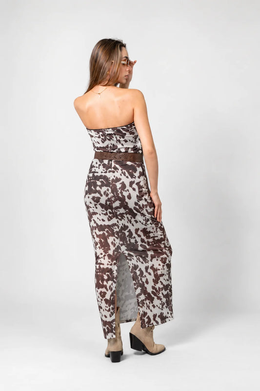 BH VESTIDO STRAPLE MESH COW 8150