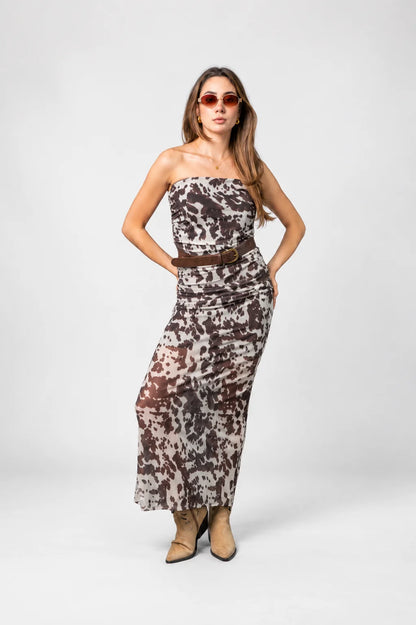 BH VESTIDO STRAPLE MESH COW 8150