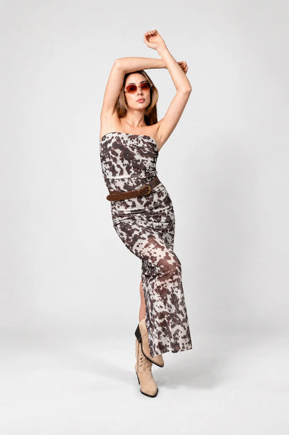 BH VESTIDO STRAPLE MESH COW 8150
