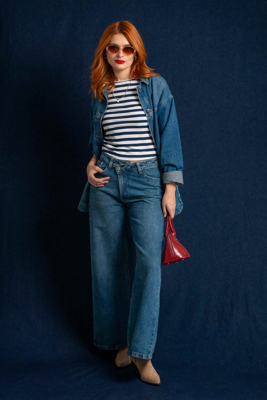 BHV JEANS WIDE LEG ASIMETRICO 7633