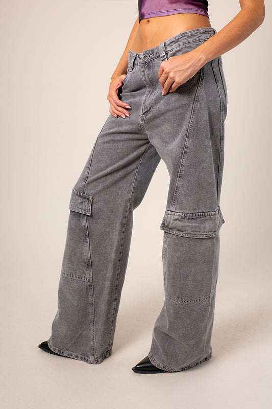 JEANS WIDE LEG CARGO R-M 8481.